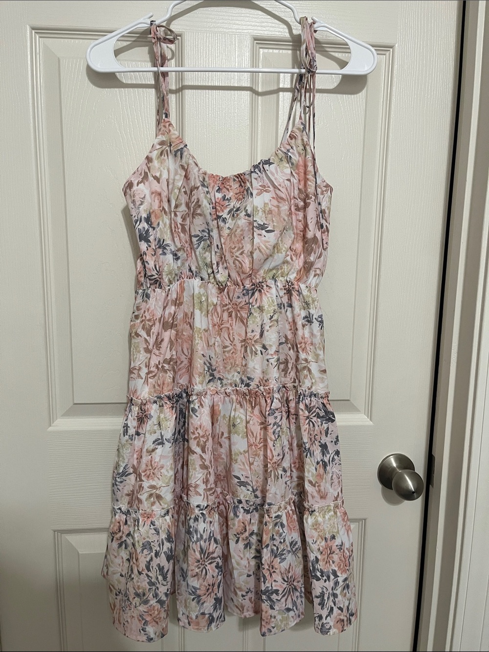 Pink Lily Floral Tie-Shoulder Summer Dress - Pink Floral